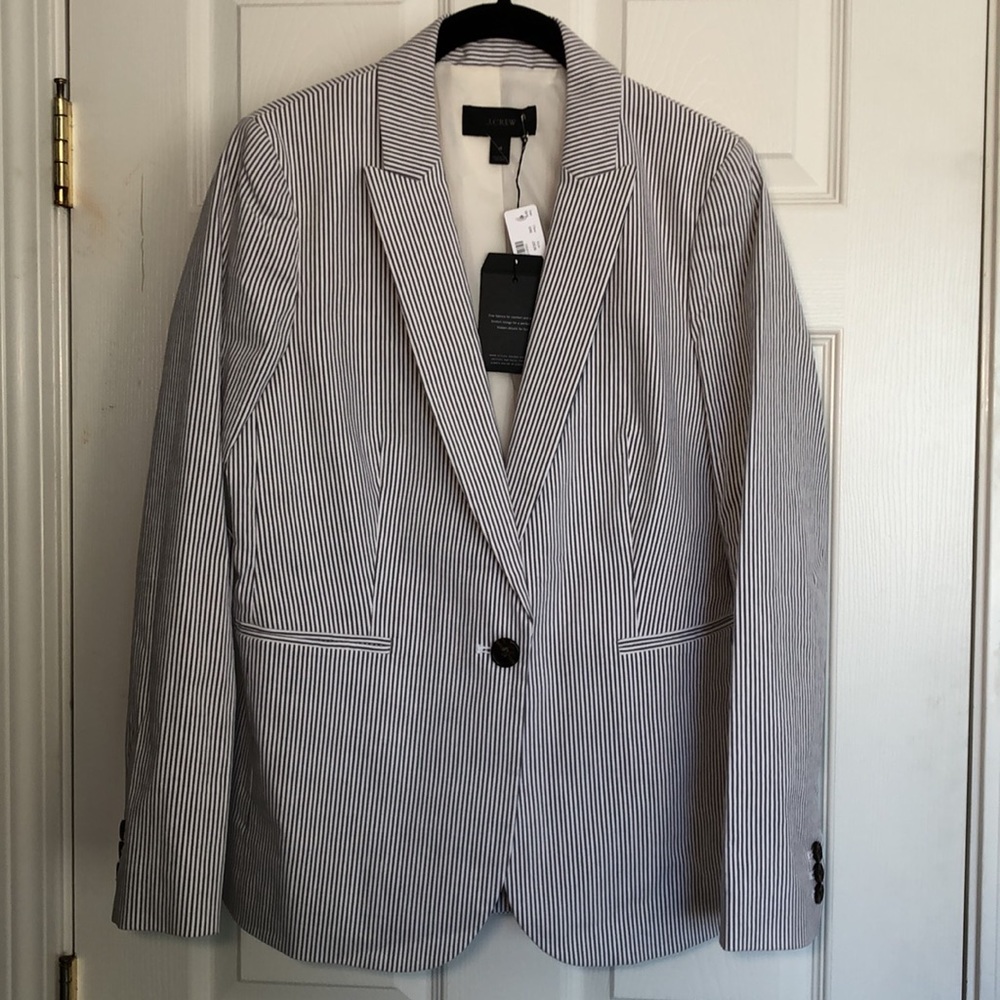J crew seersucker Parke blazer, pinstriped